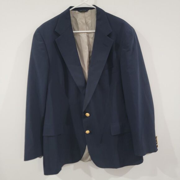 Vintage Polo University Ralph Lauren Mens Blazer Size 44 R Blue Gold Union Made - Picture 1 of 11